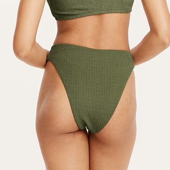 Nwt J. Crew Textured 80's high thigh bikini bottom in olive green size medium - Picture 5 of 5